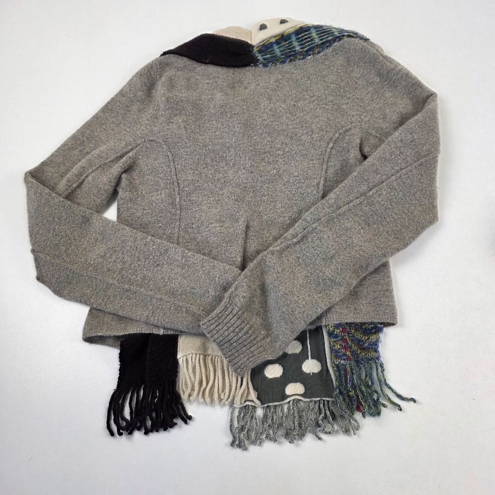 Anthropolgie Charlie & Robin Cardigan Sweater Patchwork Print Polka Dot Fringe S - Picture 10 of 11
